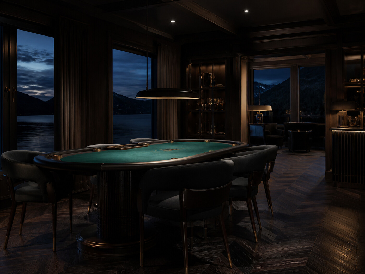 Elegant interiør i kasino om kvelden